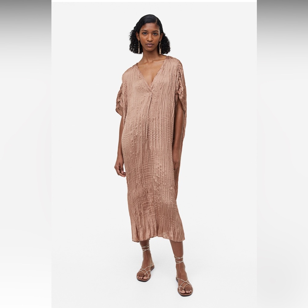 H&M Women's Pleated Tunic Dress Coral Pink Size XS (runs big) NWOT